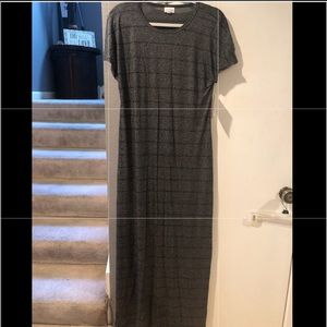 LulaRoe Maria NWT L charcoal gray black stripe
